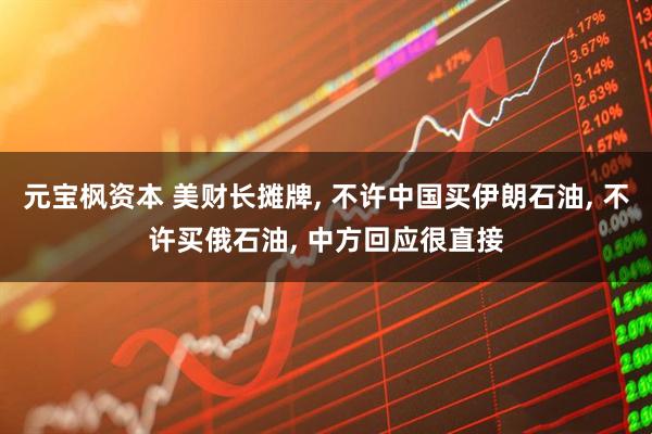 元宝枫资本 美财长摊牌, 不许中国买伊朗石油, 不许买俄石油, 中方回应很直接